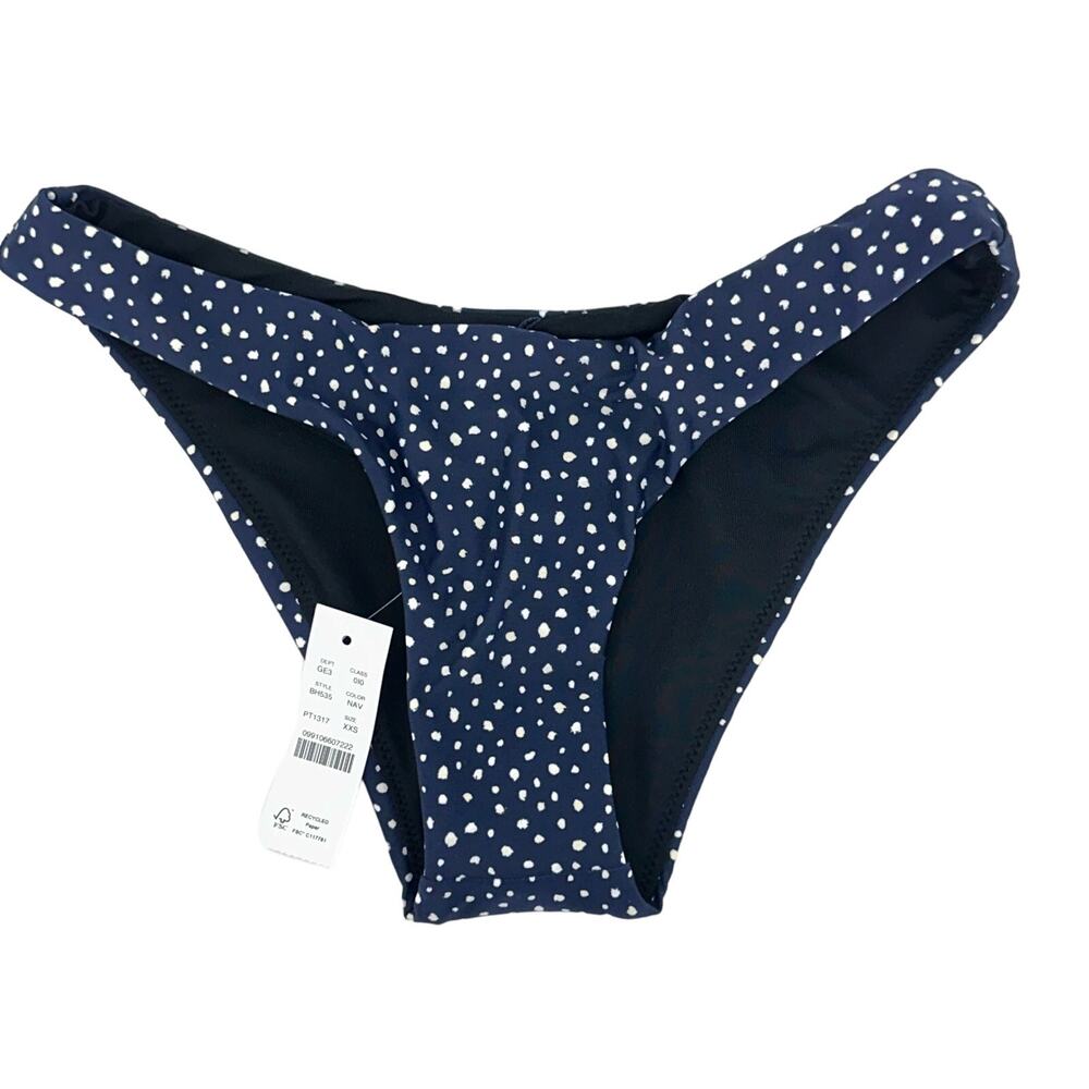 J. Crew Blue White Hipster Bikini Bottom Polka Dot Navy Size XXS NWT